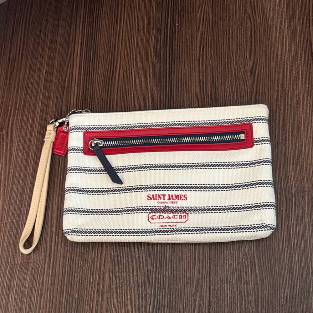 Coach x Saint James Wristlet in Cream, Red and Blue